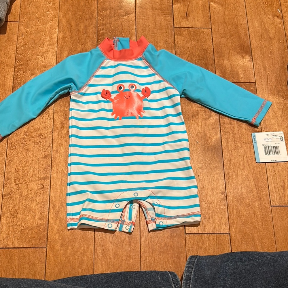 Kids Swimwear with Crab Design - Blue and Orange